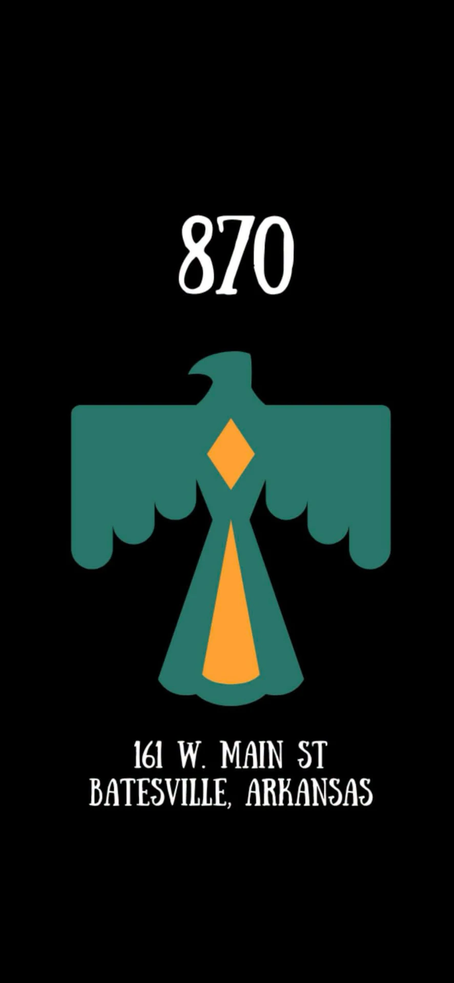 870 thunderbird logo and Main Street address